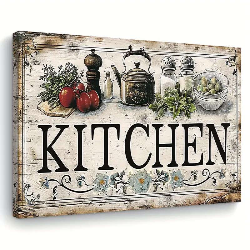 1pc Farmhouse Kitchen Canvas Wall Art Rustic Food Vegetable Theme Painting Woven Other Material Deco