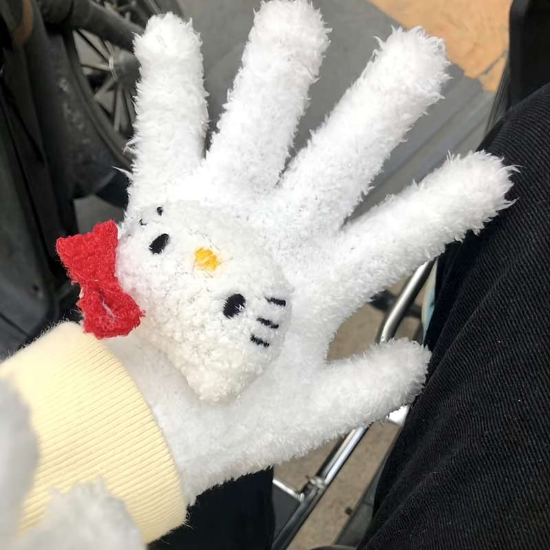 1 Pair Black One Size Warm Gloves