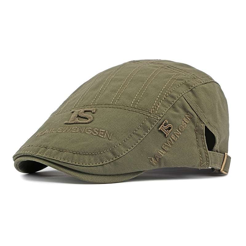1pc Everyday Comfort Black Beret Cap Retro British Style Casual Textured Fabric Hat with "IS"
