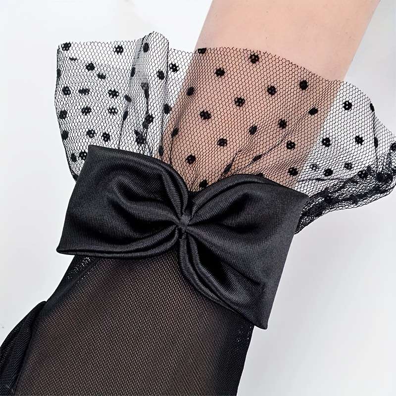 1 Pair Black Sheer Mesh Gloves