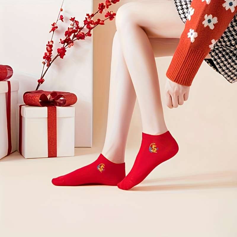 5 Pairs Red One Size High Elastic Socks
