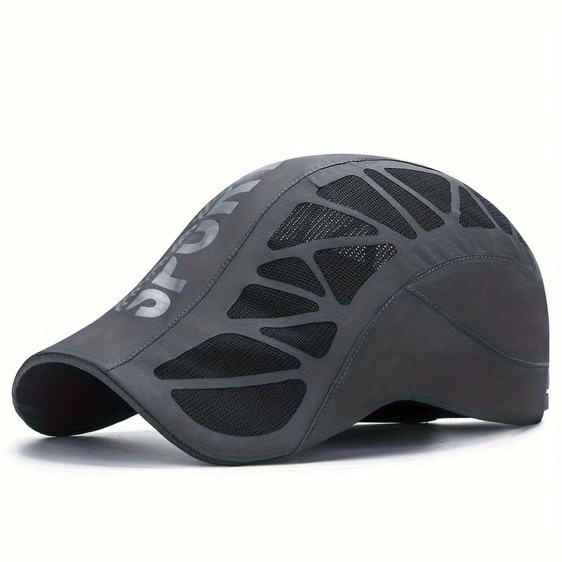 1pc Premium Trendy Cool Peaked Cap Sport Print Breathable Quick Dry Baseball Cap Breathable Mesh
