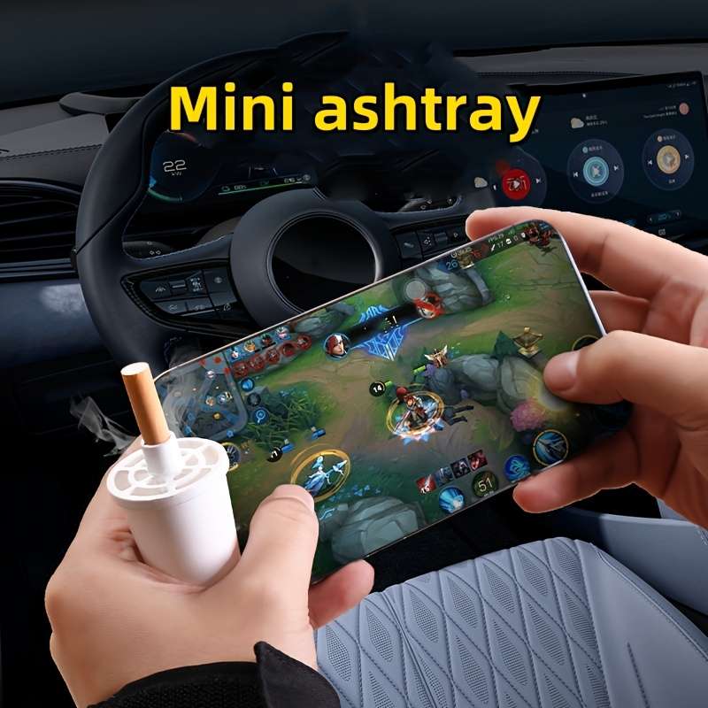 1pc Creative Portable Car Ashtray Handheld Anti-Smudge Cigarette Ash Holder Durable Plastic C