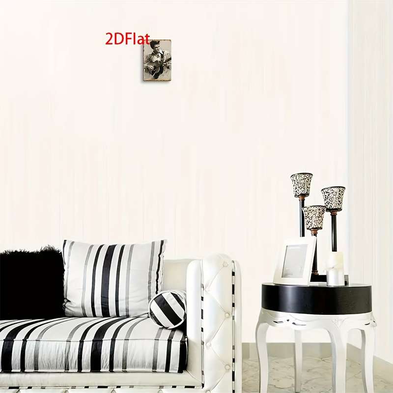 1pc 2D wall art Elvis playing guitar retro style metal sign suitable for popular retro decoration