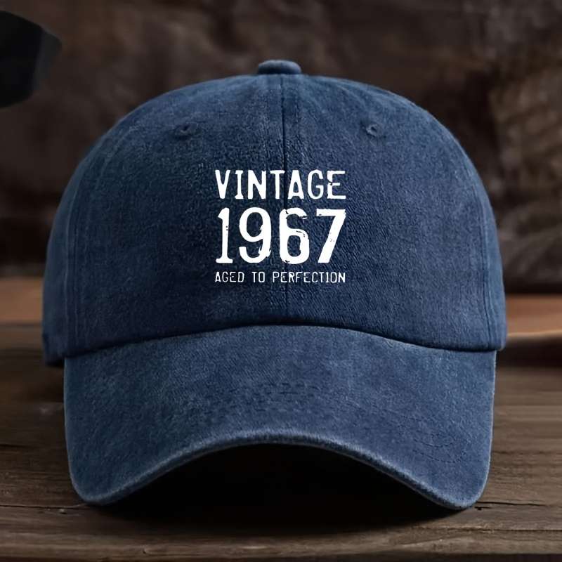 1pc Vintage 1967 Aged to Perfection Baseball Cap Adjustable Breathable Cotton Hat for Men Wome