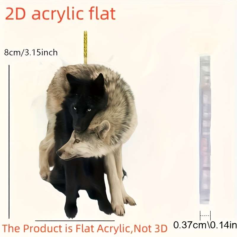 1pc 2D Flat  s Two Wolves in Different Colors  Acrylic Plane Pendant Home Garden Tre