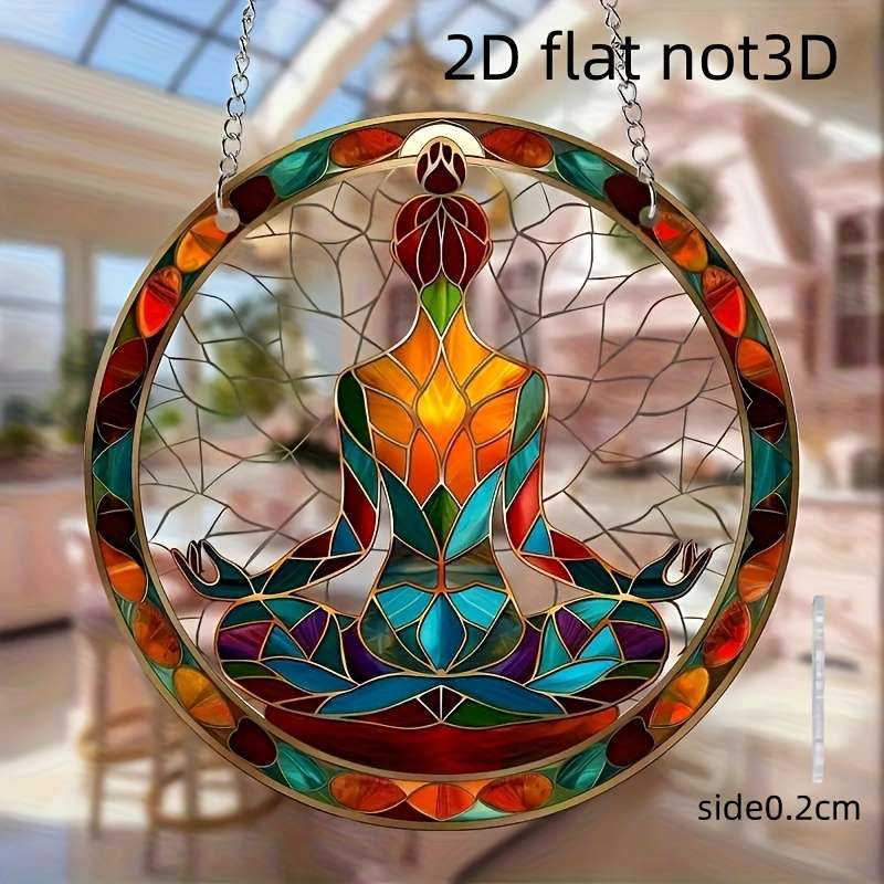1pc 2D Flat  A  Acrylic Decorative Piece Yoga Style Acrylic Sun Catcher Colorful Glass Style