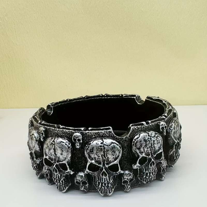 1pc Modern Round Skull Resin Craft Ornament Halloween Ghost Festival Atmosphere Decor No Elec