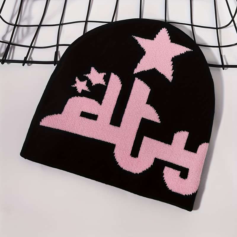 1pc DUTY Jacquard Knit Beanie Hat Unisex Acrylic Lightweight Pullover Cap for Street Fashion Out