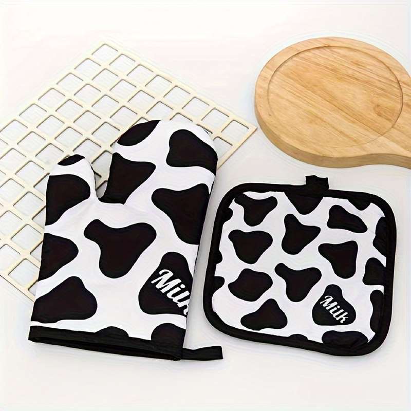 2pcs 1Set Creative Cow Pattern Plaid Sunflower Zebra-Stripe And Stripes Heat Insulation Pad Ove