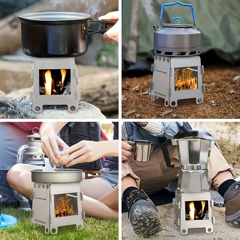 1pc Campfire Wood Stove Portable Backpack Stove Folding Lightweight Titanium Alcohol Stove Suitable