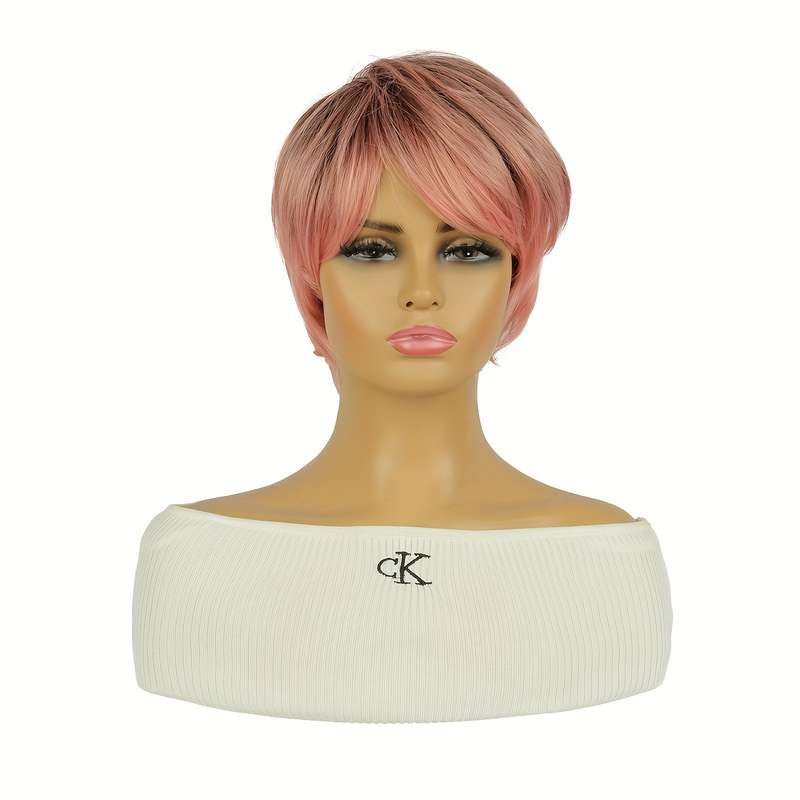 1Pc Gradient Pink 20.32cm Fashion Design Wig