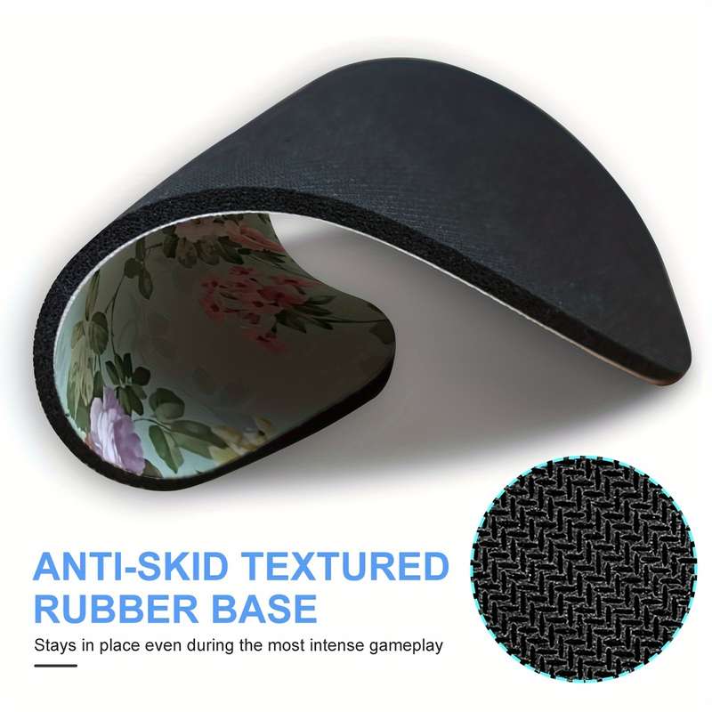 1pc Trendy Desk Ergonomic Floral Mouse Pad for Women and Girls Non-Slip Washable Rubb
