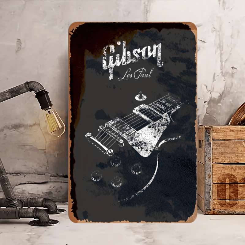 1pc Gibson Les Paul Guitar Metal Tin Sign Vintage Wall Art  20.32x30.48 cm Decorative Plaque f