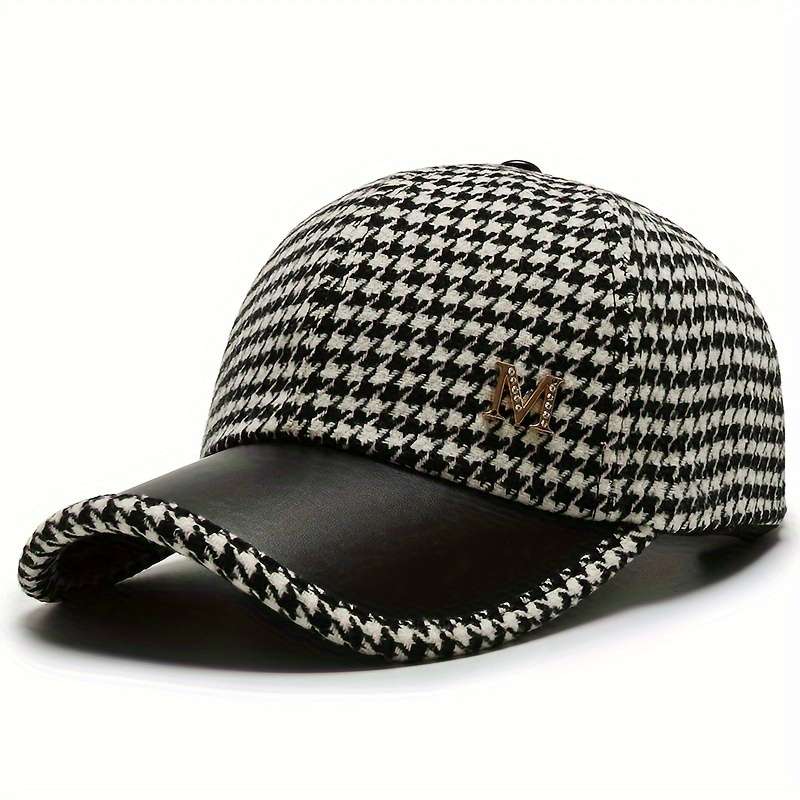 1pc Plaid Baseball Cap Warm Lightweight Adjustable for Autumn Winter Outdoor Activities