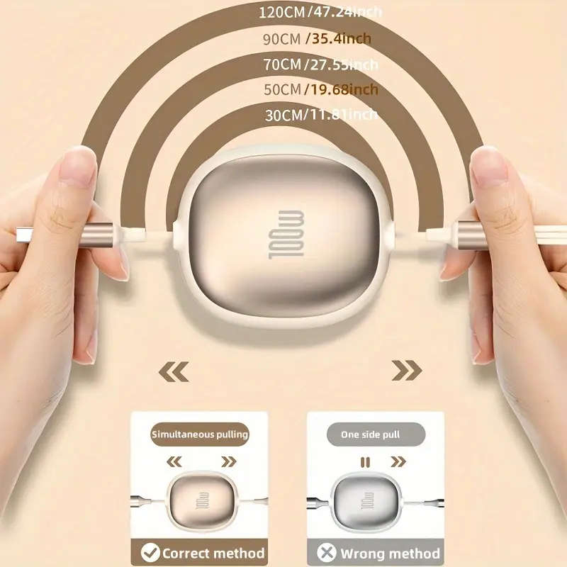 1pc 3in1 Retractable USB Charging Cable 100W Fast Charging USB to C Micro USB for iPhone 13 14 12 11