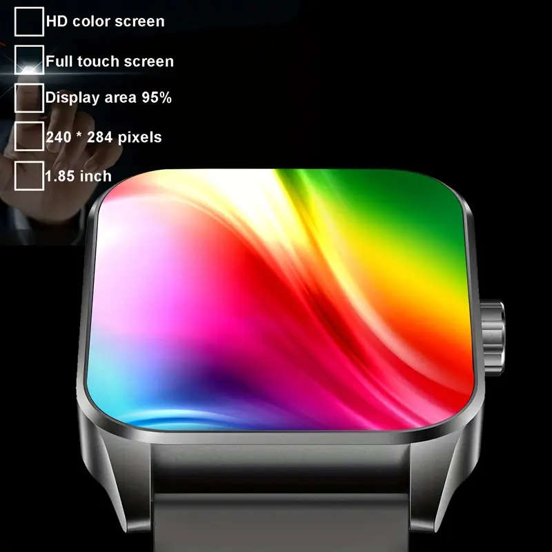 Men'S Smart Watch 4.7cm HD Full Touch Screen USB Rechargeable Silicone Strap Sports Style Pedometer