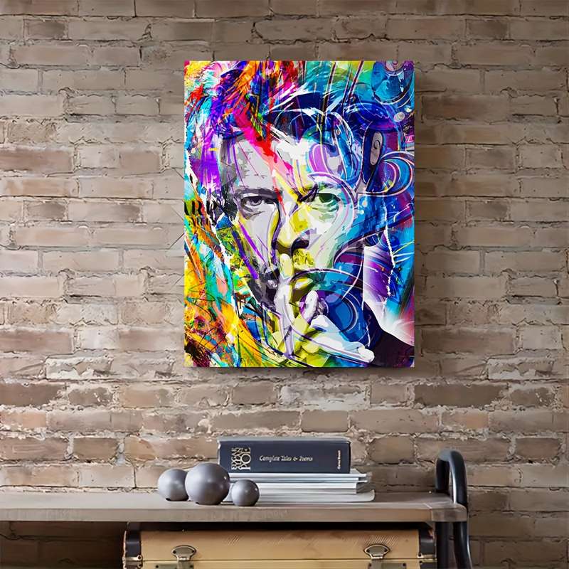 1pc  Framed David Bowie Abstract Portrait Canvas Art 29.97x39.88 cm Pop Art Wall Decor Vibran