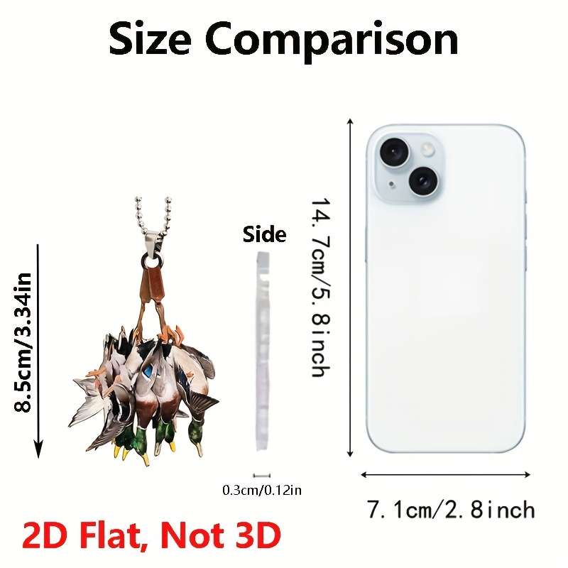 1pc 2D Flat  Creative Duck Hunting Acrylic Pendants Ideal for Car Rearview Mirror Decoration