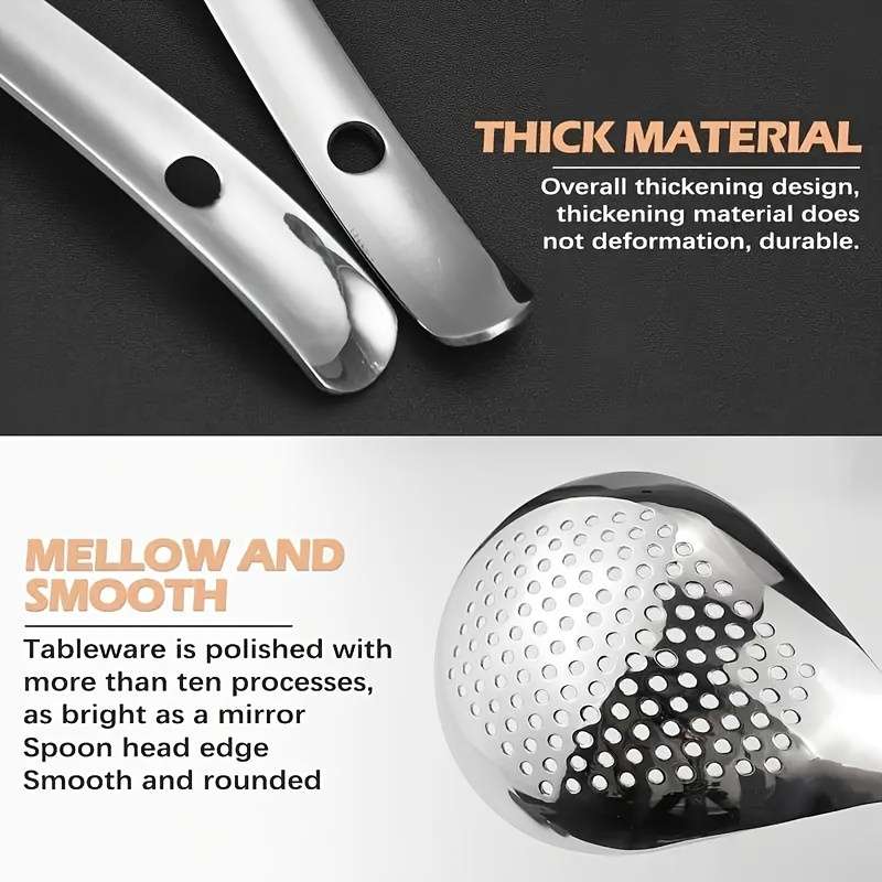 1pc LDQ Stainless Steel Kitchen Strainer Spoon Uncharged Durable with Perfect for Dumplings