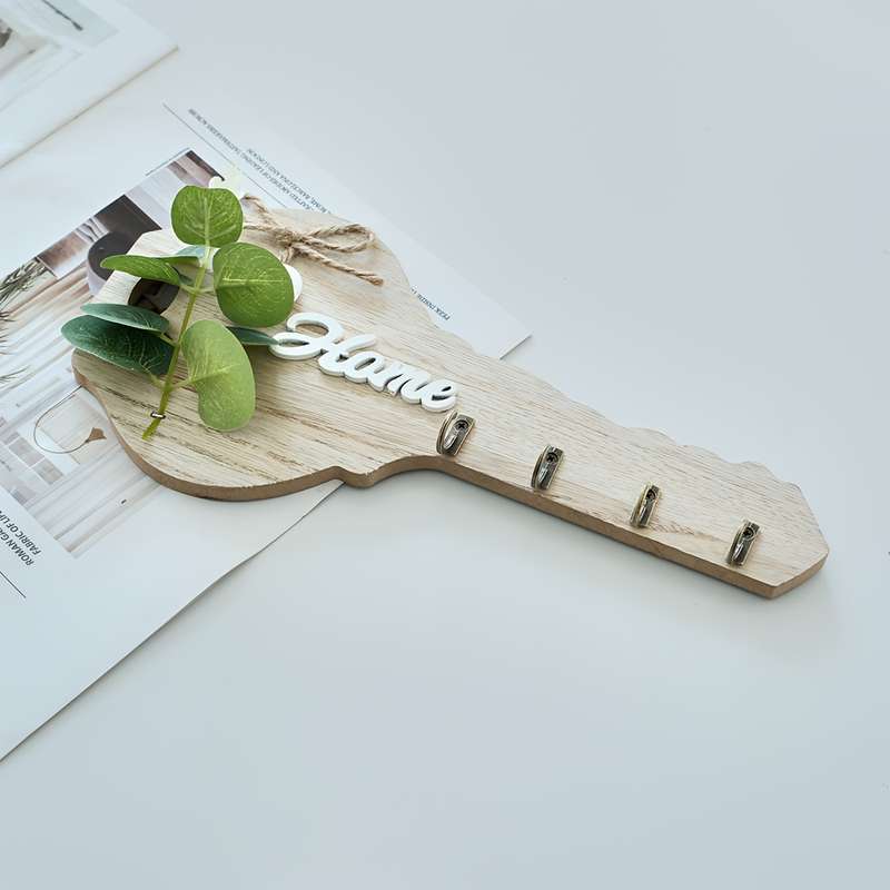 1pc Vintage Wooden Key-Shaped Key Holder Wall Decor Casual Style Painted Finish Multi-Functional