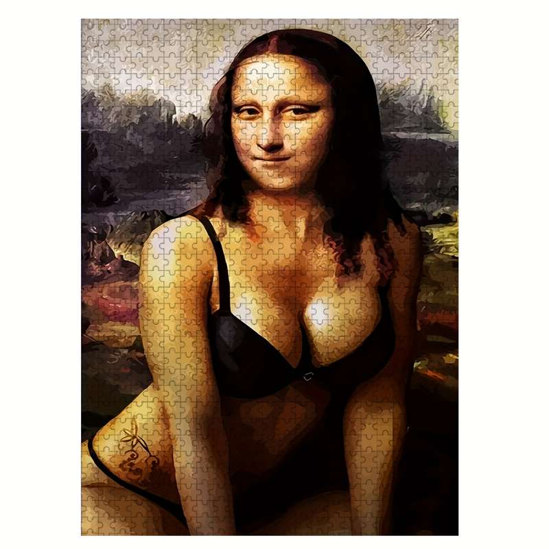1000pcs Jigsaw Puzzle for Adults Families Funny Mona Lisa Artwork with Vibrant Co