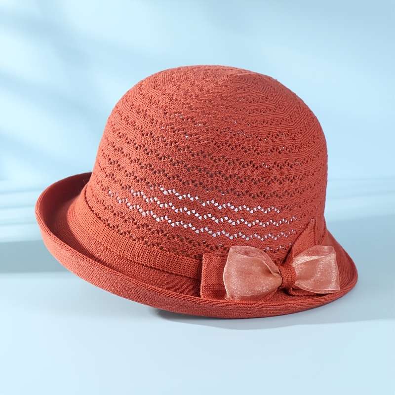 1pc Elegant Women'S Fedora Sun Hat Stylish Versatile Sun Protection Polyester Hand-Washable