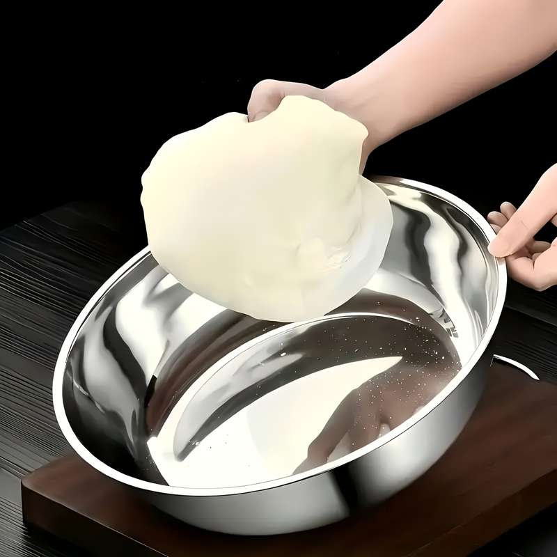 2pcs Large Silvery Stainless Steel Mixing Bowls Rust Resistant Deep And Wide Suitable for K