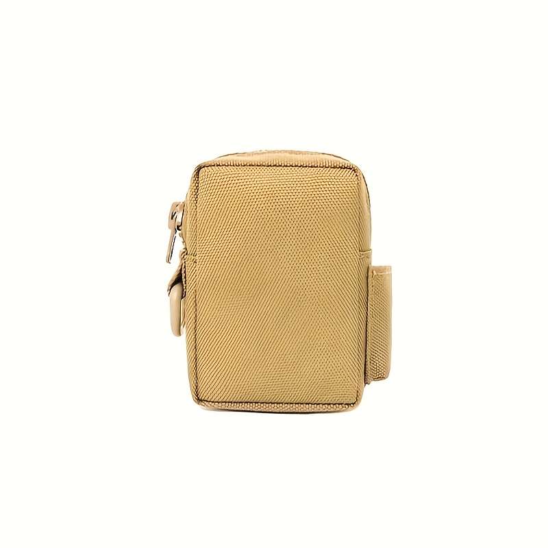 1pc Outdoor Canvas Waist Bag Black Oxford Cloth Secure Zippered Coin Pouch with Clip Durable