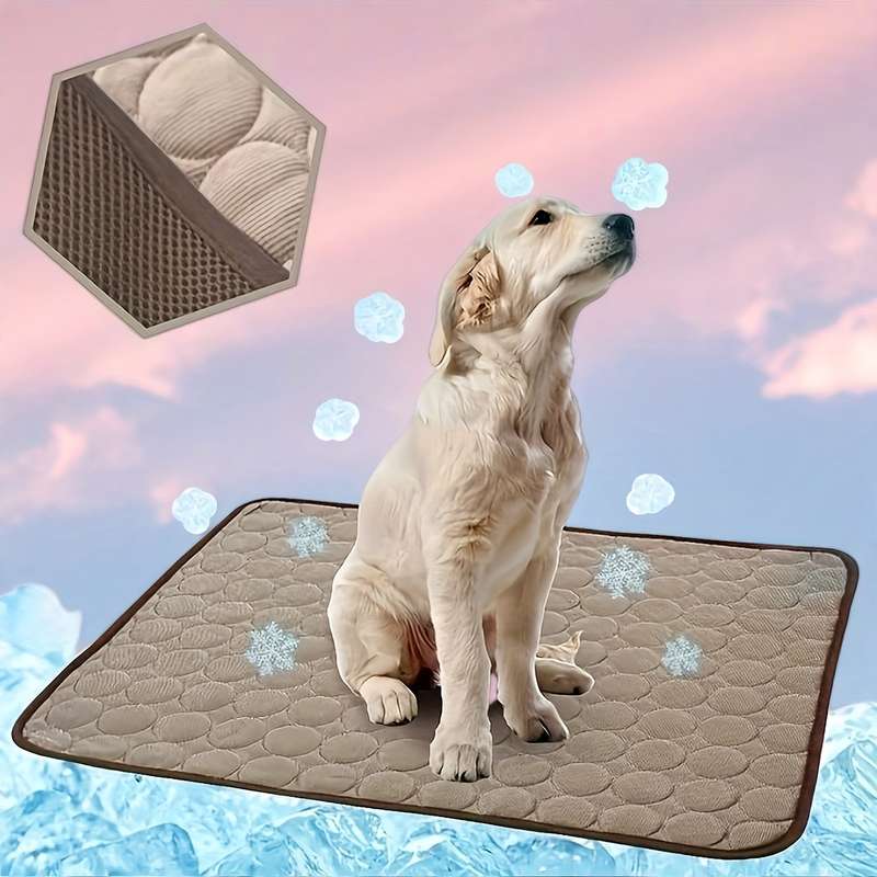 1PC Pet Mat Ice Sliky Fiber Fabric Cooling Mat Coffee Color Size Size  50 x 40 cm