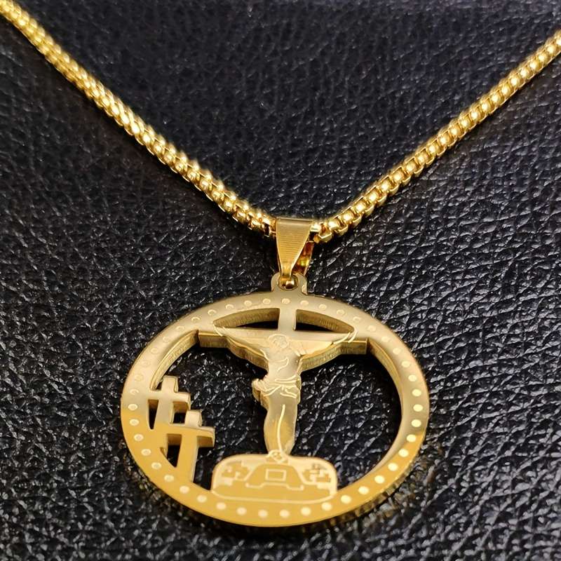 1 Piece Golden Jesus Theme Pendant