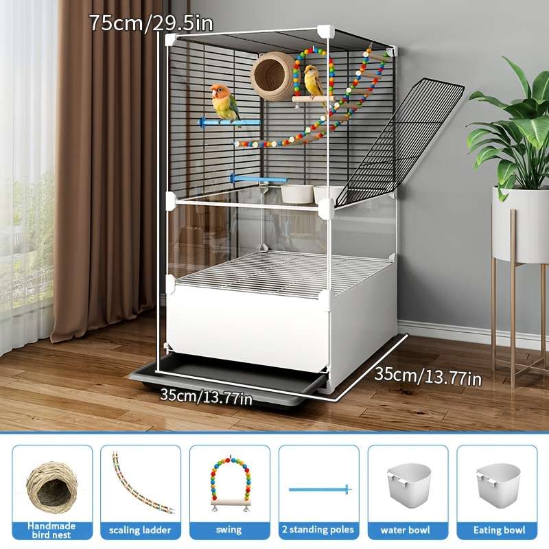 1pc Black Model Anti-splash food 2 rows 2 layers 1 rowPet Cage