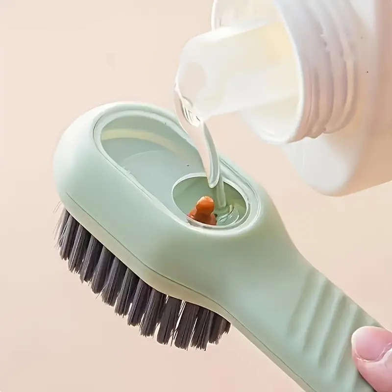 1pc Versatile Shoe Cleaning Brush with Easy-Dispense Liquid Dispenser Durable Medium Hardness Plasti