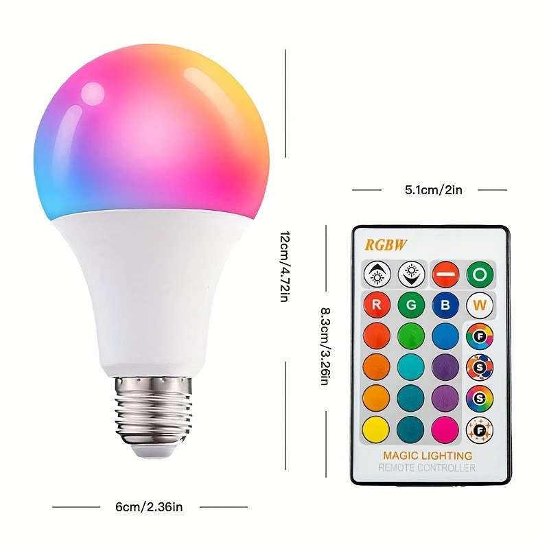1pc Smart 16-Color Household Light Bulb With Remote Control E27 220V 10W RGB LED Bulb 16-Color