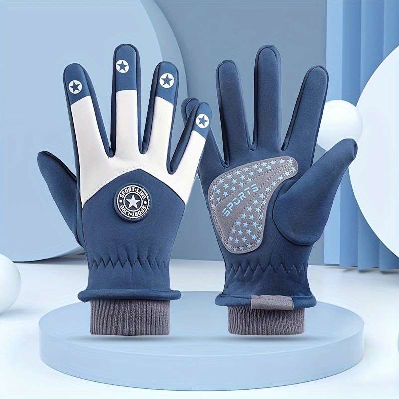 1 Pair Five Star Ski Gloves Gray Warm Gloves