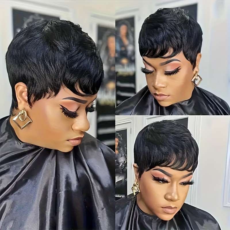1Pc Black 15.24cm Fashion Design Wig