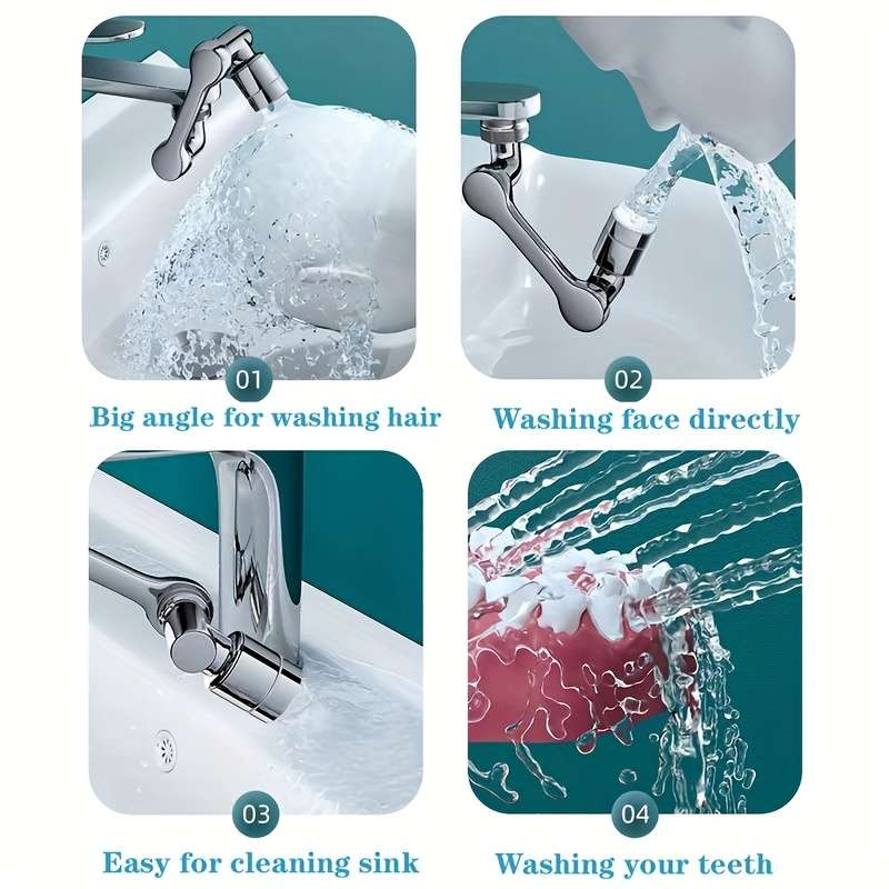 1Pc Silvery Universal Mechanical Arm Faucet