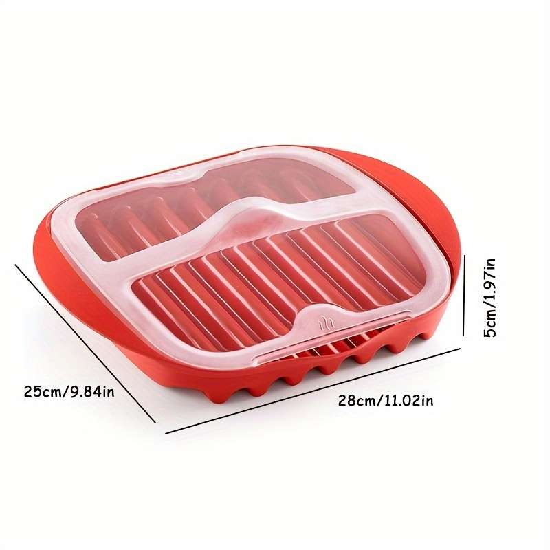 1set YUHUPHYLLIC Microwave Bacon Cooker with Lid PP Material Dishwasher Safe Splatter-Free B