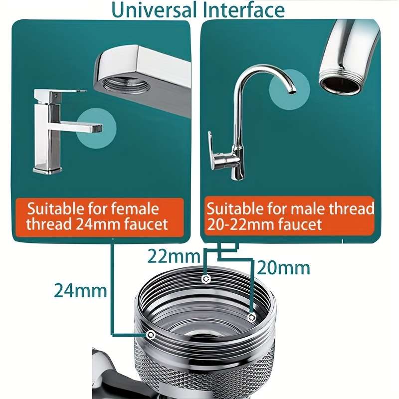 1Pc Silvery Universal Mechanical Arm Faucet