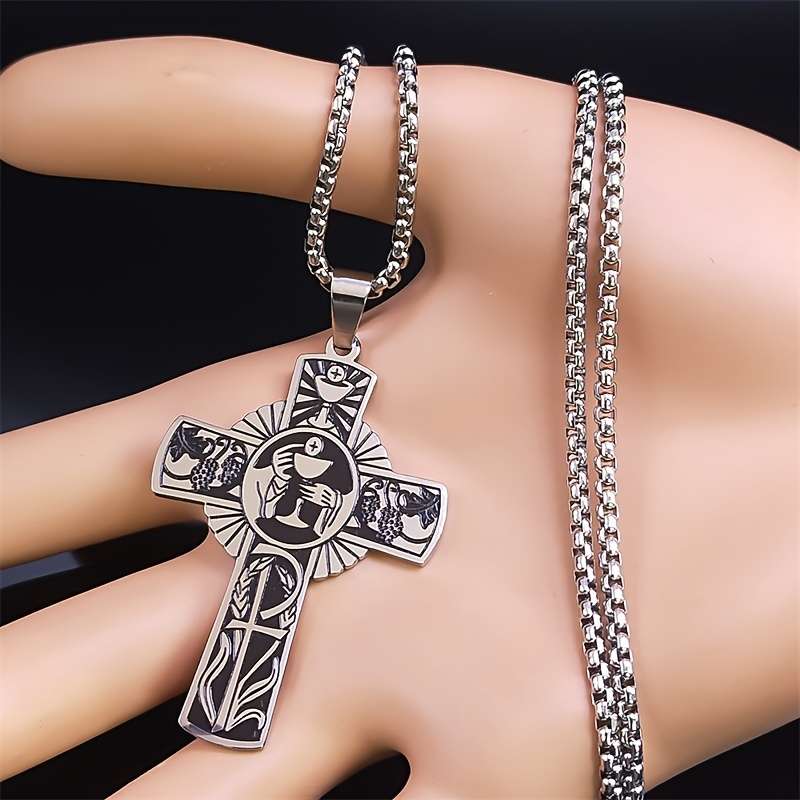 1 Piece Steel Color Jesus Theme Pendant