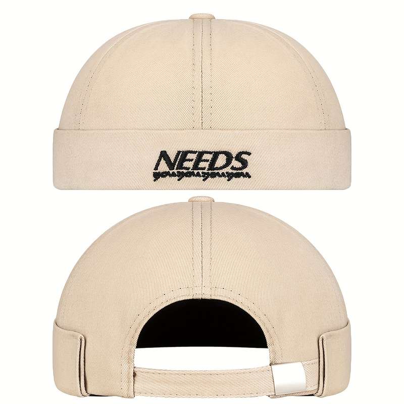 1pc Unisex Embroidered Brimless Hat Trendy Hip Hop Street Style Adjustable Fit with "NEEDS" Embr