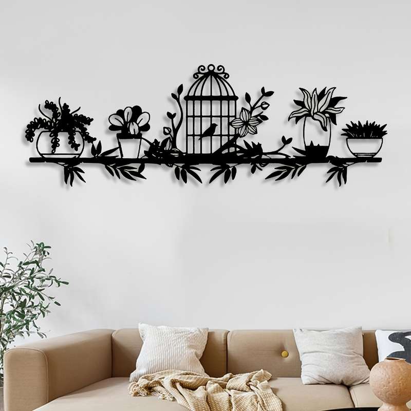 1pc Elegant Metal Wall Art with Birds  Floral DesignPerfect for Home Garden or Office Decor U