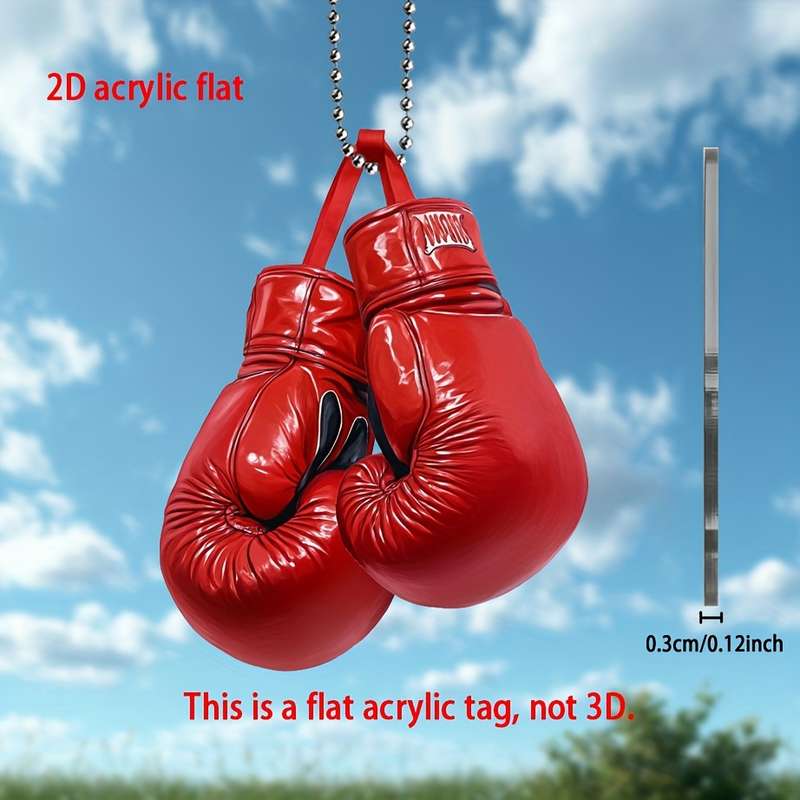 1pc 2D Flat  Sporty Boxing Glove  Acrylic Pendant Versatile Car Rearview Mirror Charm Keycha