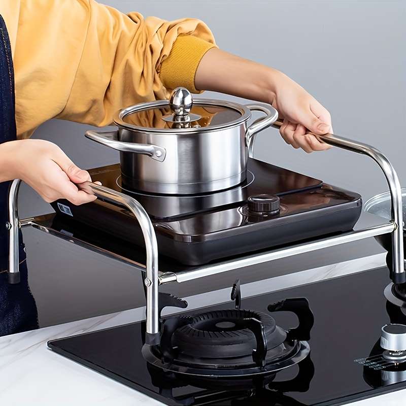 1pc Multifunctional Kitchen Storage Rack Stove Holder Induction Cooker Holder Countertop Sto