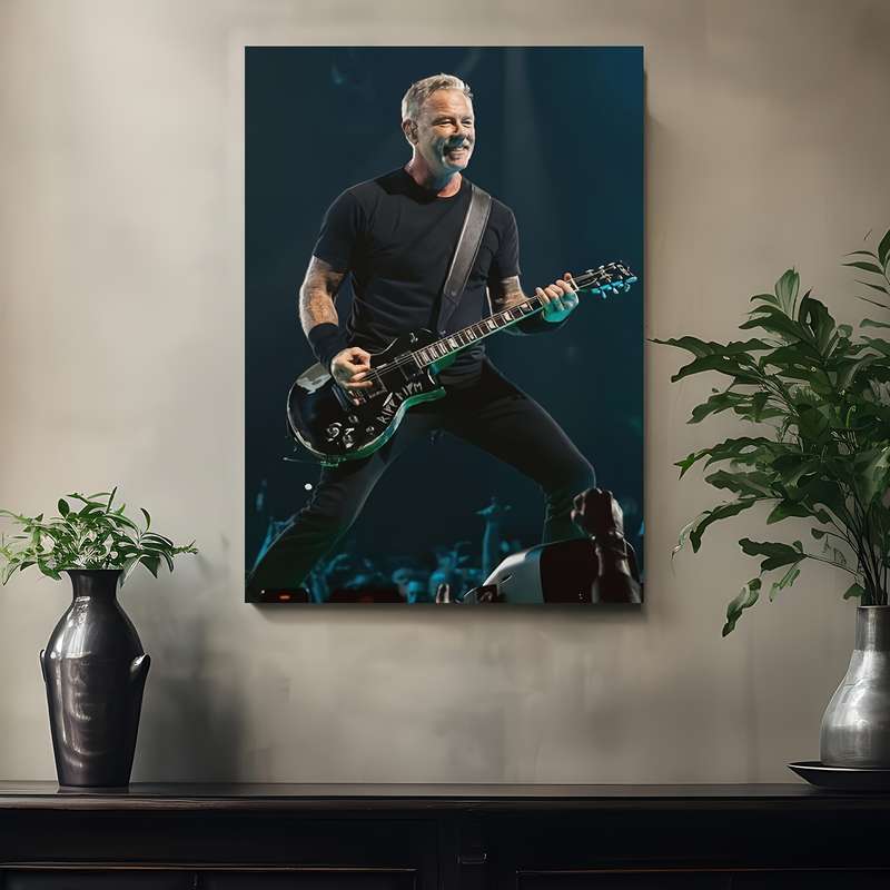 1pc  Frameless Canvas Print Iconic Black Guitarist Wall Art 30.48x45.72 cm Vibrant Live Perf