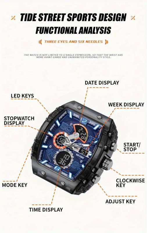 SMAEL Men's Stylish Digital Watch - All Black