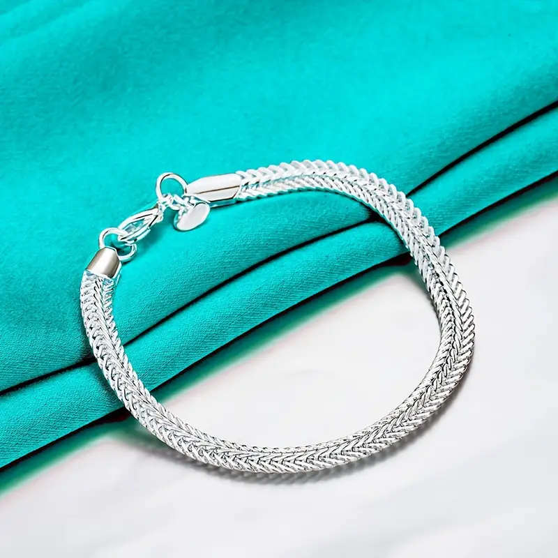 Sterling Silver Chain Bracelet For Men And Women, Fashionable And Elegant, 20cm (8 Inches) Long