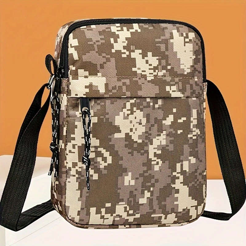 1pc Unisex Camouflage Crossbody Bag Casual Nylon Shoulder Sling with Tassel Detail Adjustable Strap