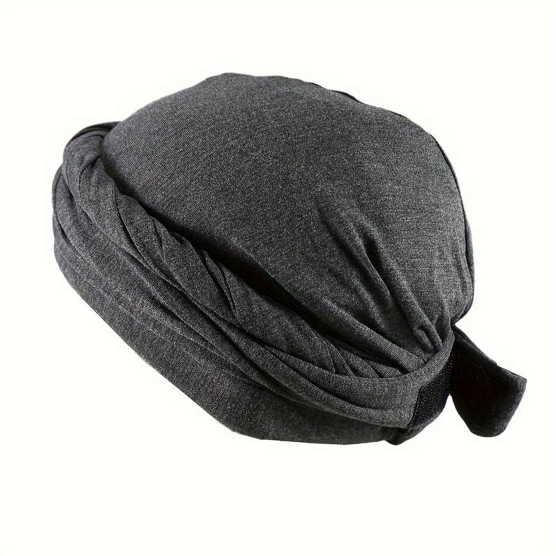 1pc Men's Magic Tape Braided Headwrap Hat Moisture-Wicking Knit Fabric Hand Washable Unisex Hip