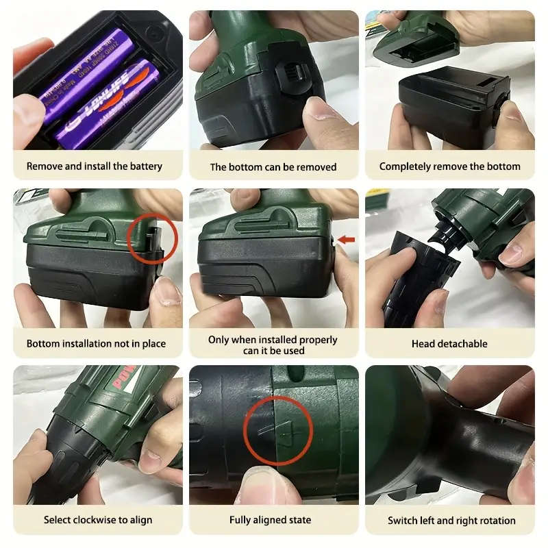 3in1 Electric Drill Set Toy for Youngsters Ages 3-5 Realistic Sound  Action Army Green Toy Construct